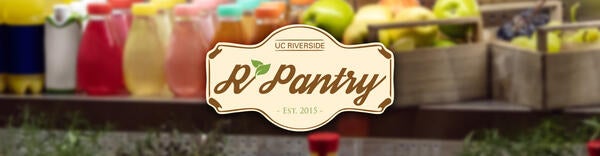 R'Pantry logo floats in front of groceries.