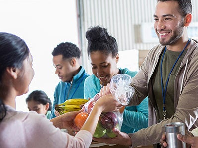 Students organize a food drive.